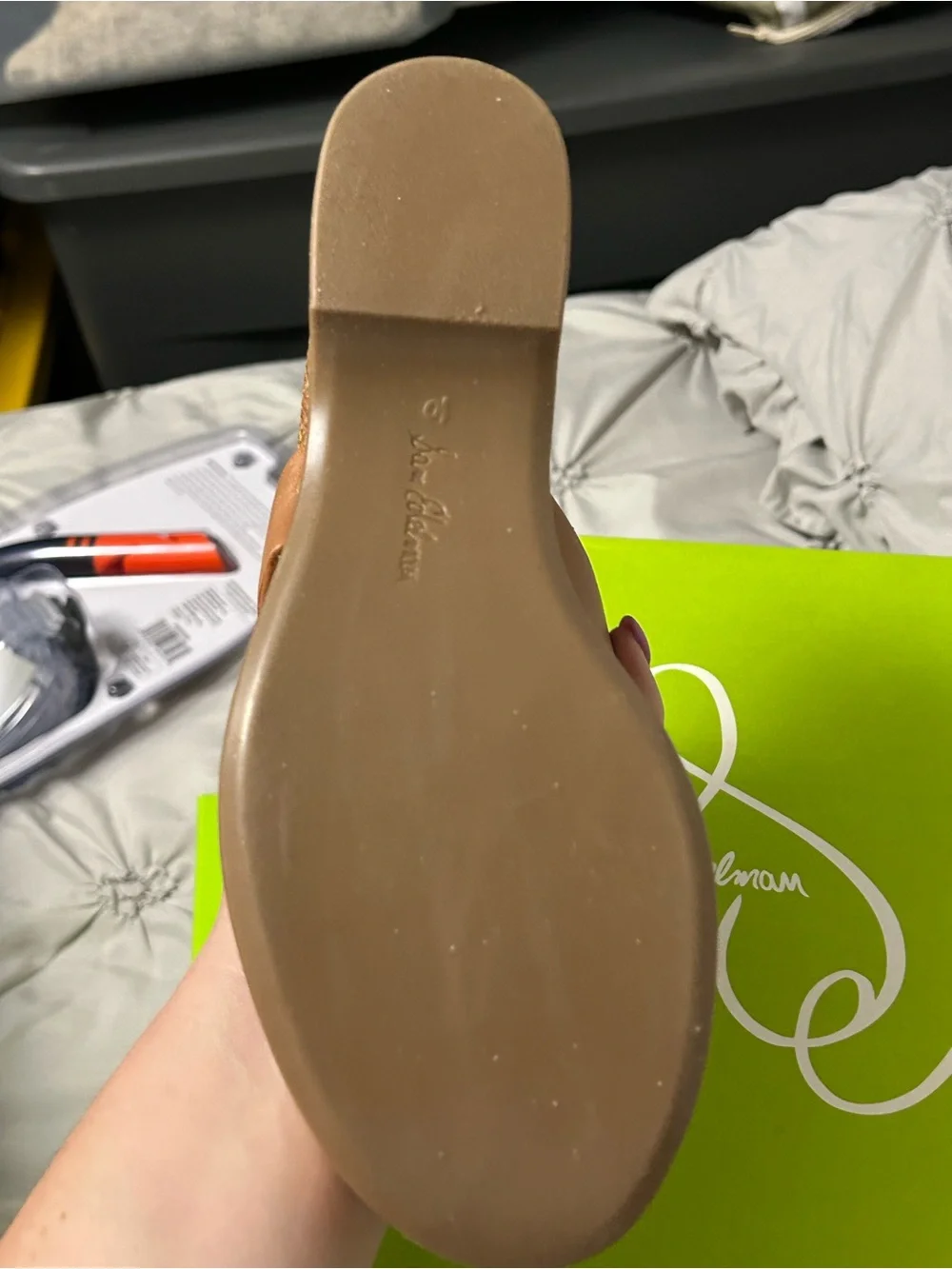 Sam Edelman Lime Green with White Logo Wedge Shoe Box Artwork